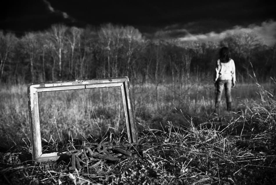 Girl in Desolate Field by Codrin Lupei — canvas wall art