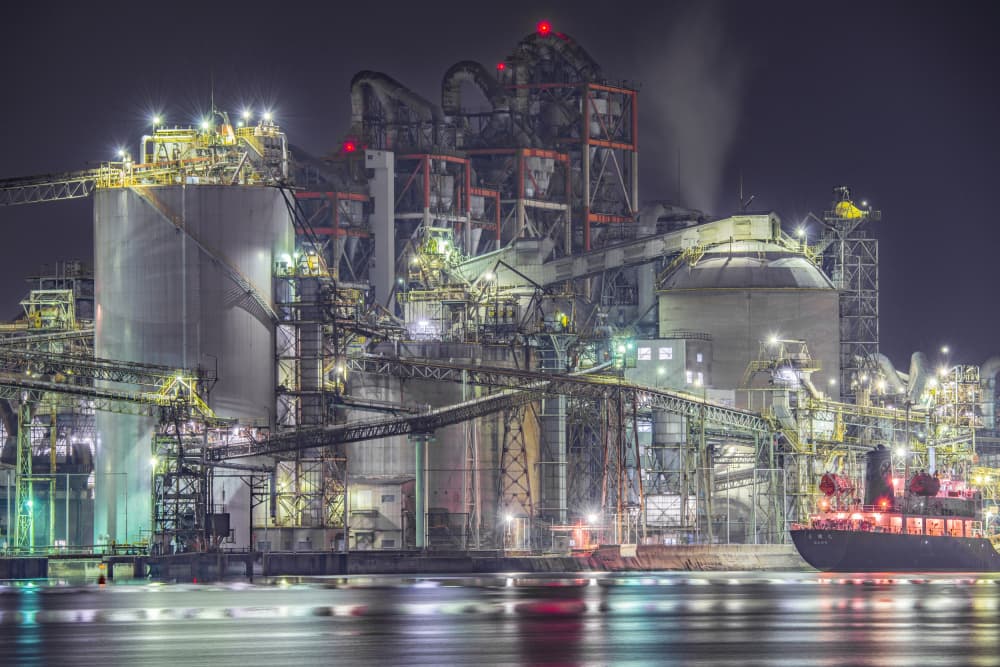 Industrial Port Night Lights by Kobayashi Tetsurou — canvas wall art