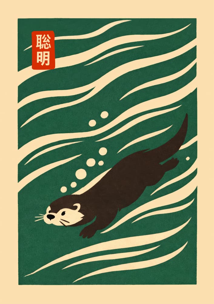 Playful Otter Swim by Patryk Krygowski — canvas wall art