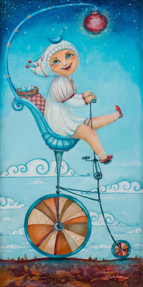 Whimsical Child's Star Ride by Aleksandra Paranchenko — canvas wall art