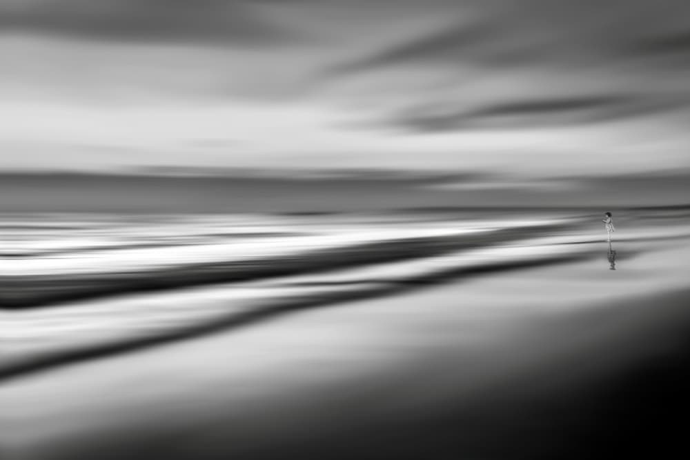 Lone Figure Serene Beach by MingLun Tsai (蔡明倫) — canvas wall art