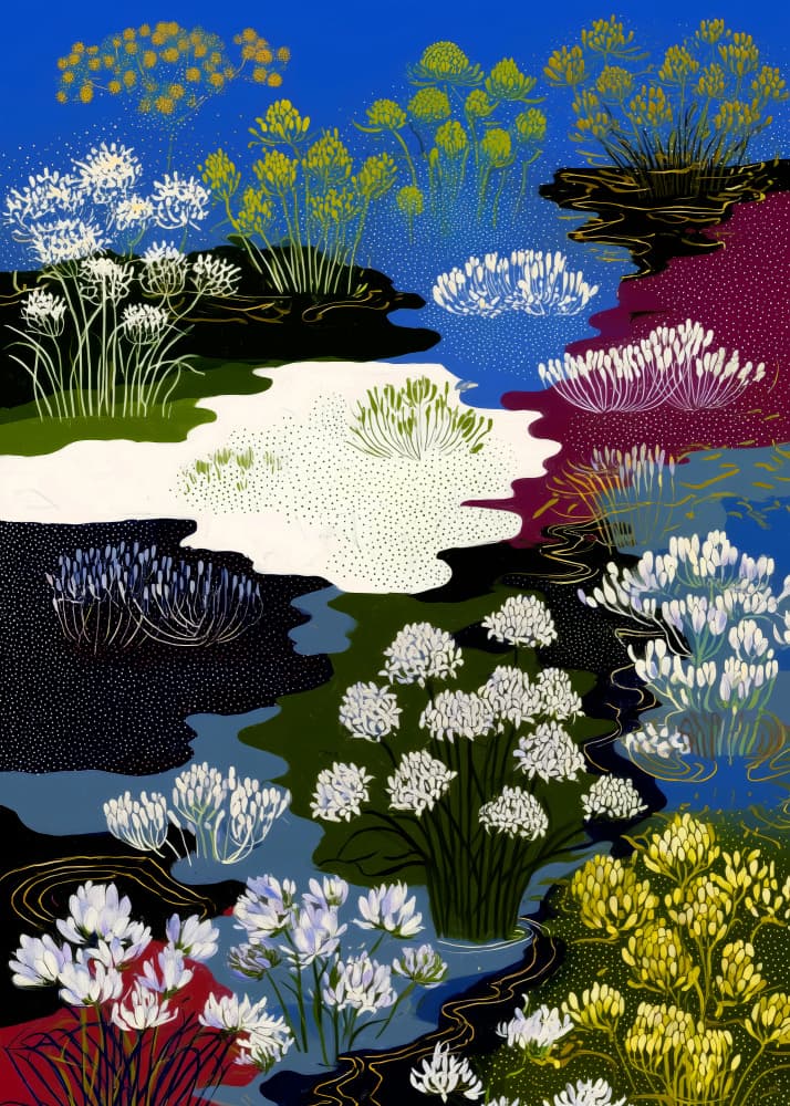 Serene Floral Stream by Justyna Jaszke — canvas wall art