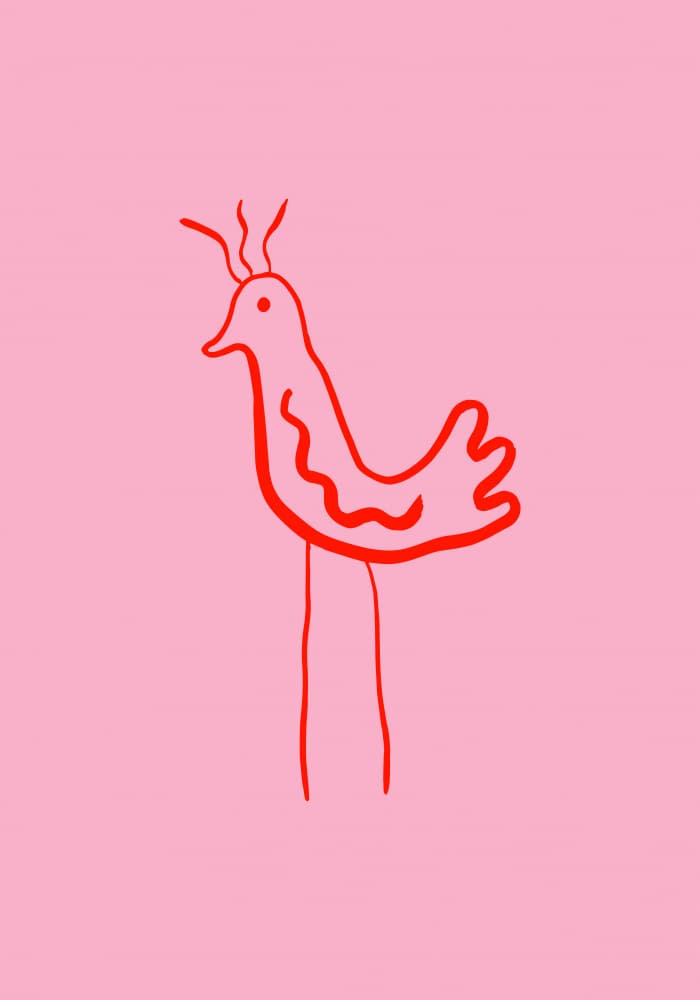 Red Minimalist Bird by Studio JKN — canvas wall art