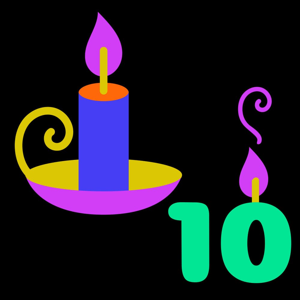 Colorful Birthday Ten by Marika Barsrsind β canvas wall art