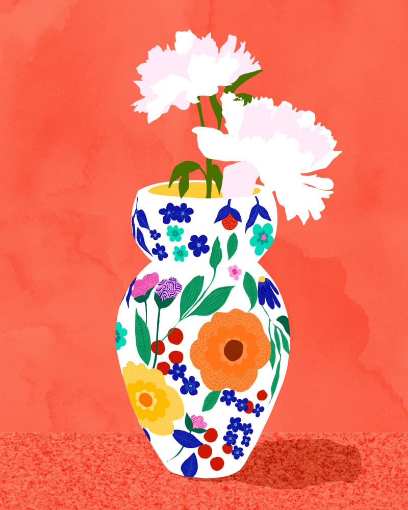 Vibrant Floral Still Life by Uma Gokhale — canvas wall art