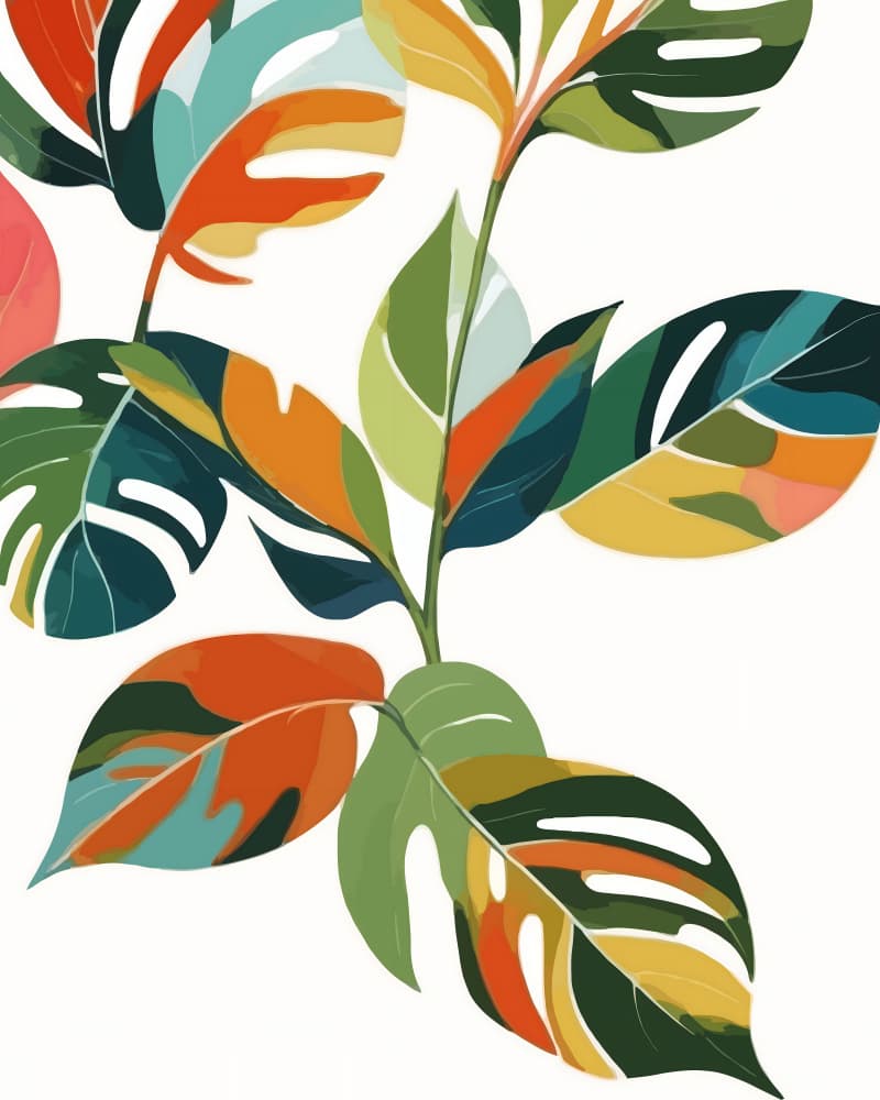 Colorful Tropical Leaves by Uma Gokhale — canvas wall art