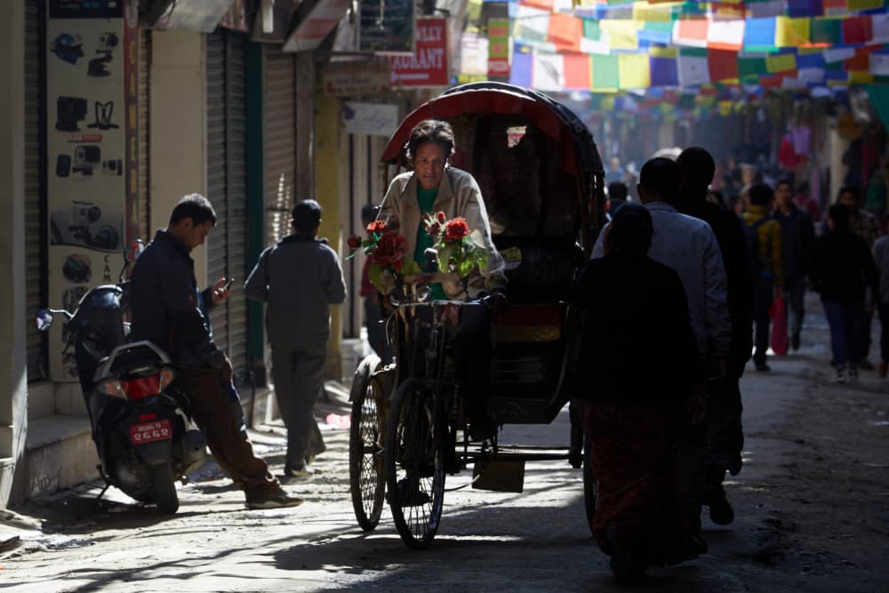 Kathmandu Street Rickshaw by Wiolett — canvas wall art