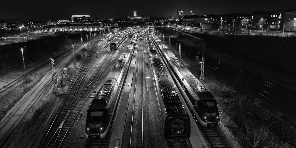 Night Train Station by Leif Løndal — canvas wall art