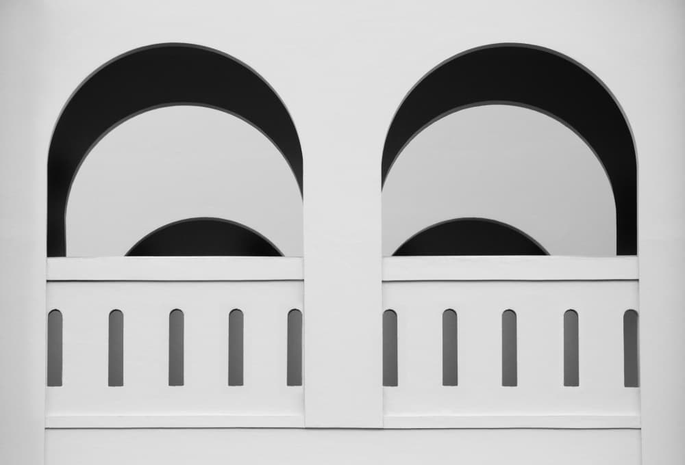 White Geometric Arches by Jacqueline Hammer — canvas wall art