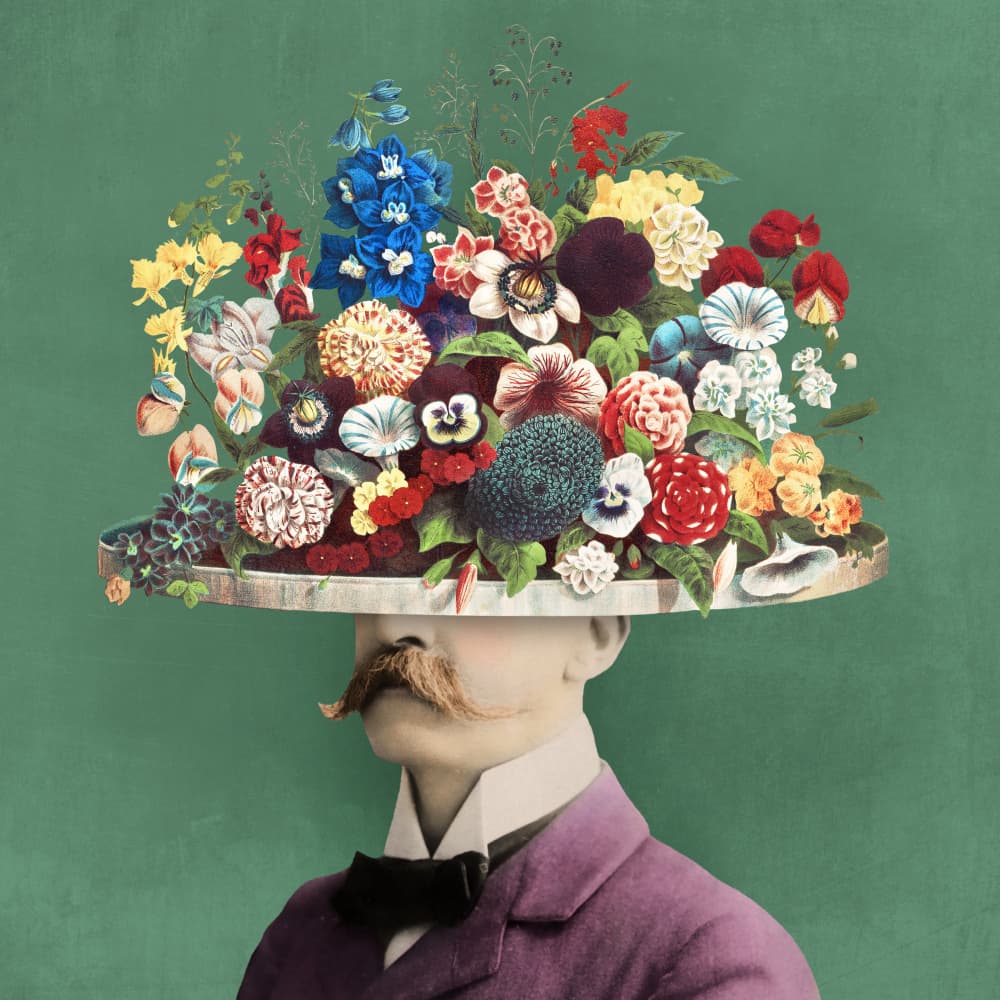 Gentleman's Floral Hat by Marja van den Hurk — canvas wall art