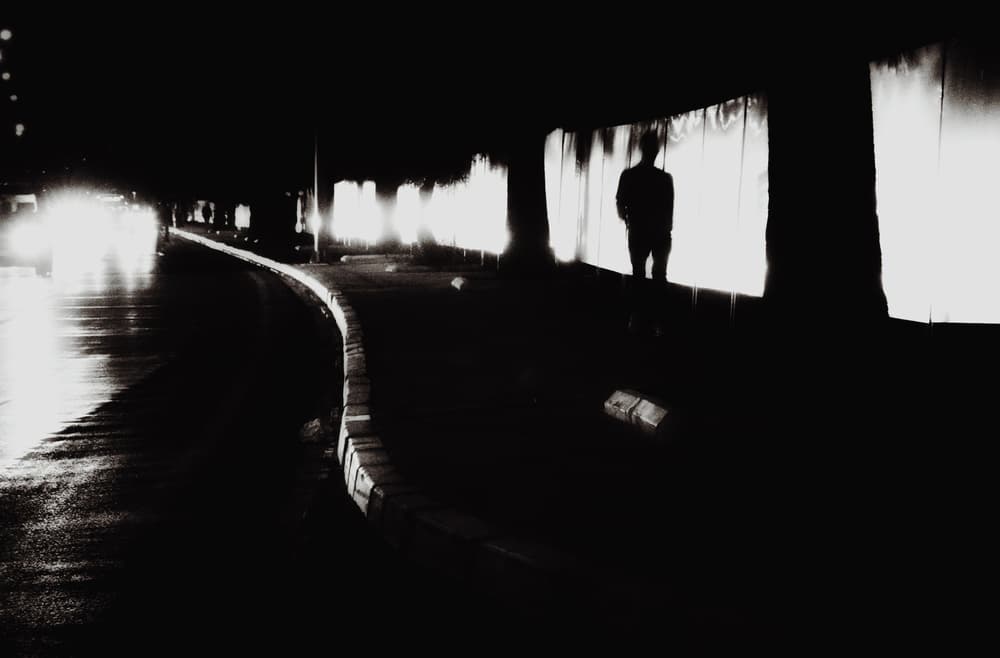 Lonely Man Night Street by Ali Ayer — canvas wall art
