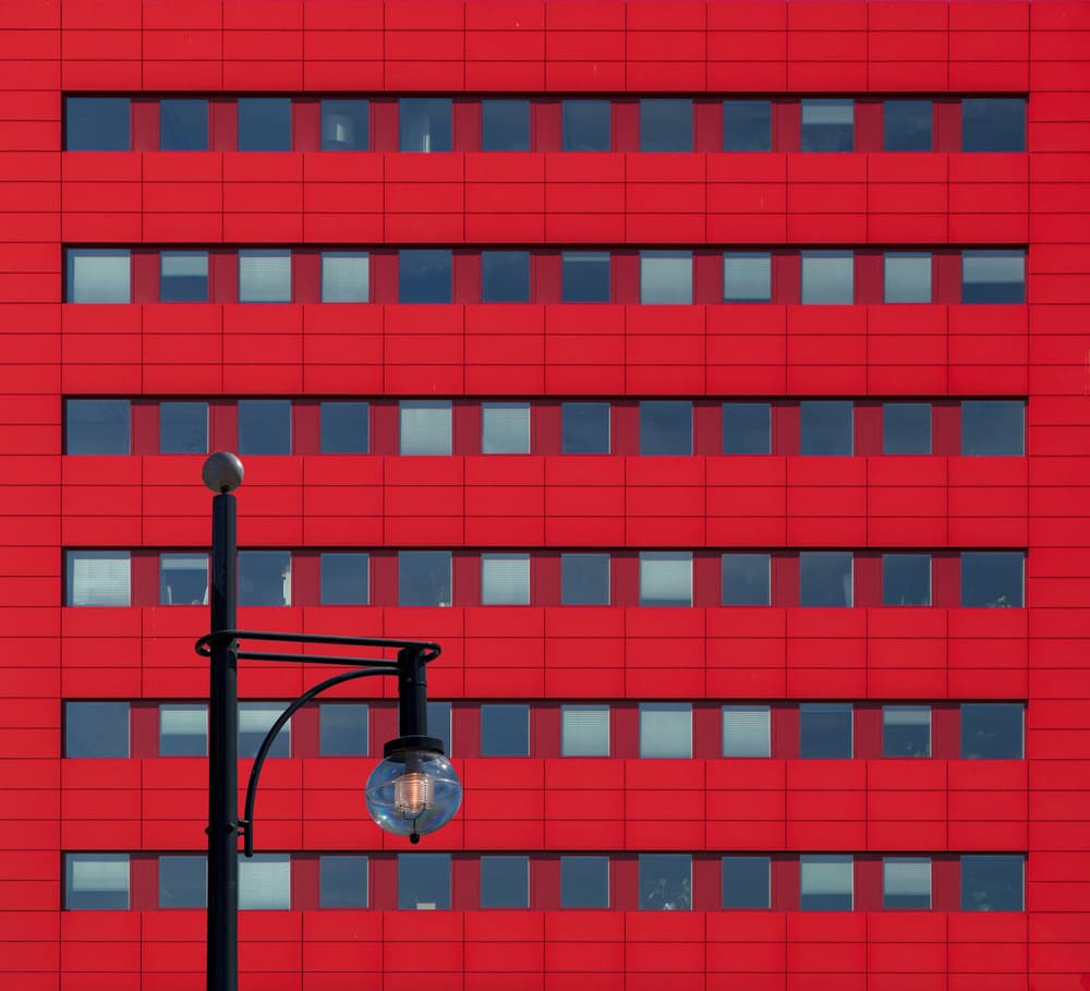 Geometric Red Facade by Theo Luycx — canvas wall art