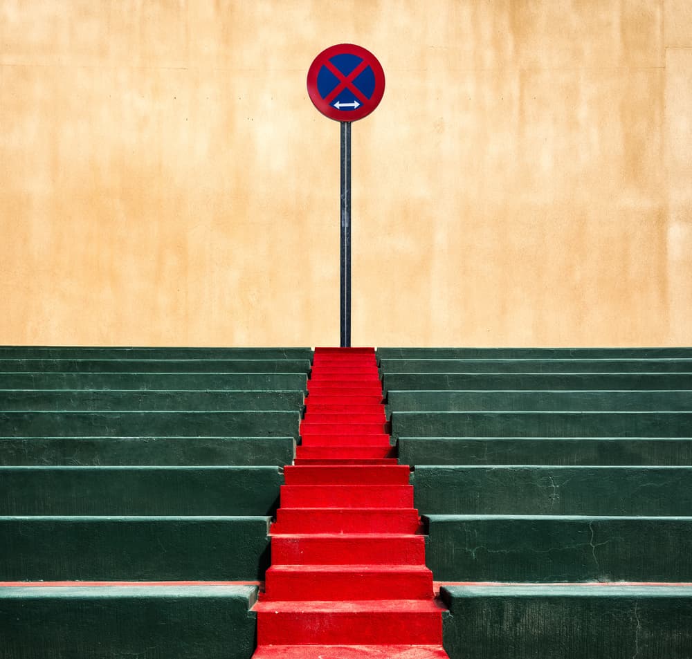 Red Stairs No Parking by Harry Verschelden — canvas wall art