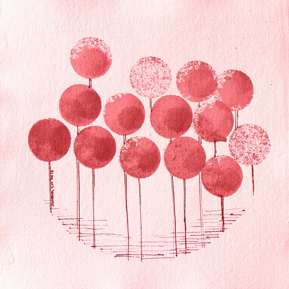 Red Circle Blooms by Santhosh ch — canvas wall art
