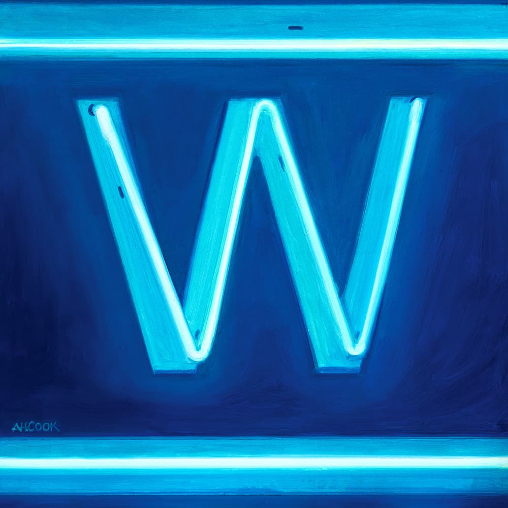 Blue Neon W by Amanda Hope Cook — canvas wall art