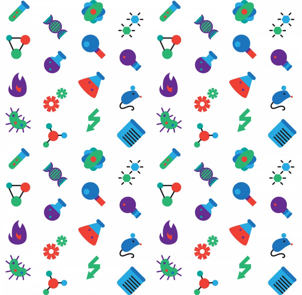 Vibrant Science Icons by Marika Barsrsind β canvas wall art