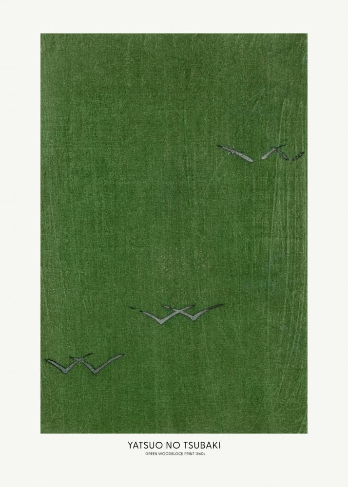 Green Woodblock Print 1860s by Yatsuo No Tsubaki — canvas wall art