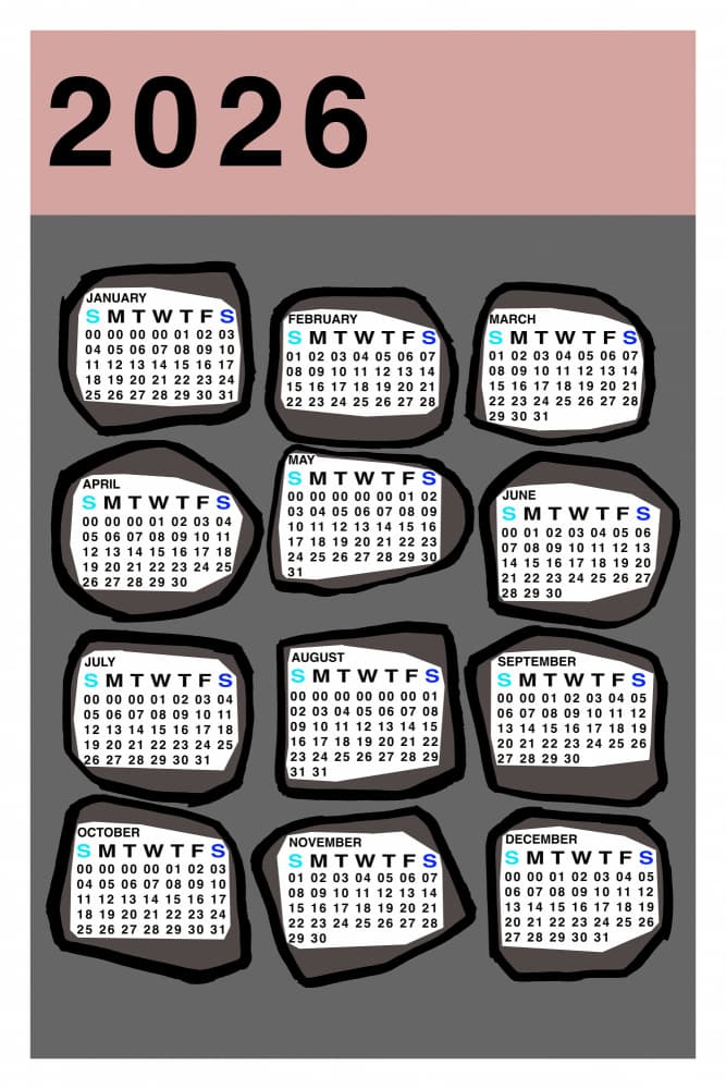 Modern 2026 Calendar by casa cartissi — canvas wall art