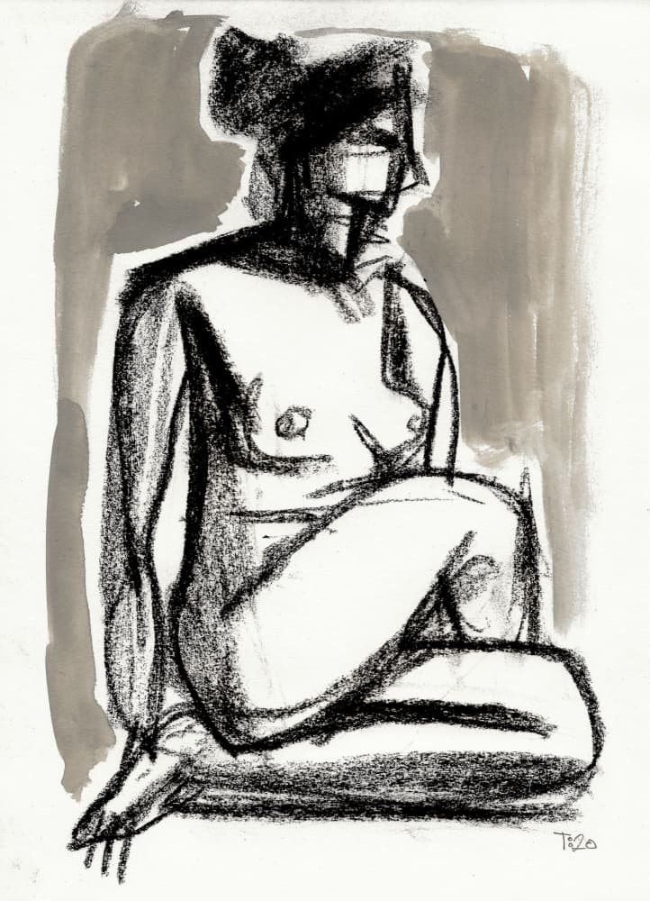 Quiet Seated Nude by Tore Bahnson — canvas wall art