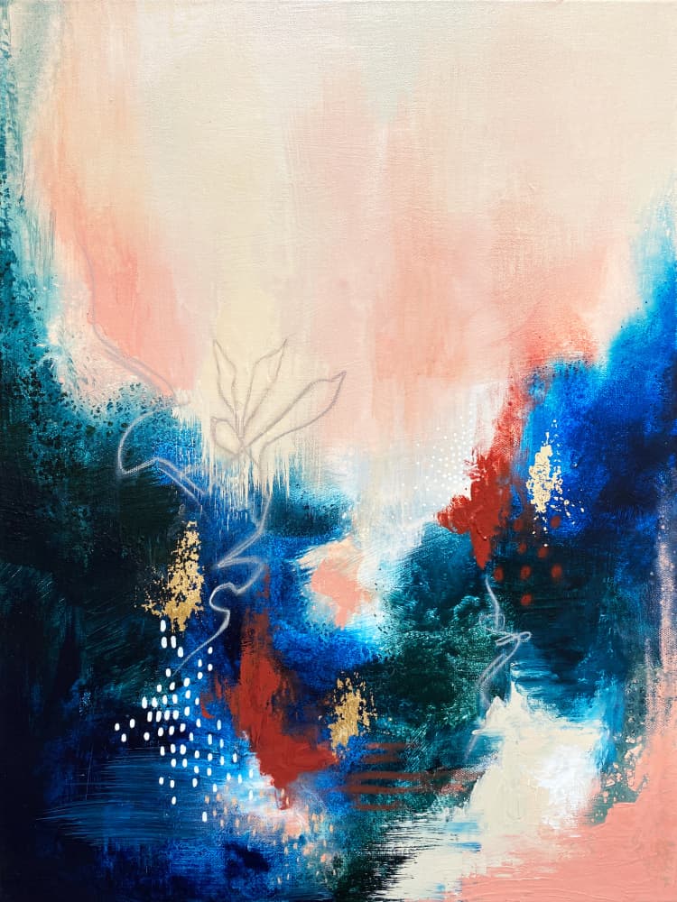 Abstract Golden Bloom by Alyson Storms — canvas wall art