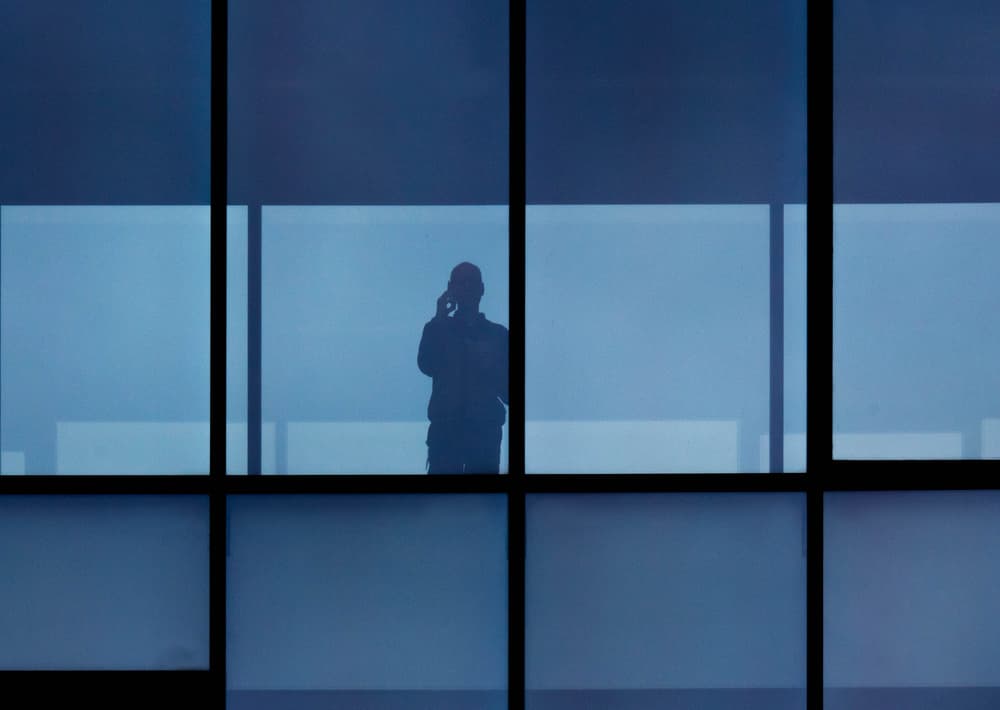 Man On Phone Silhouette by Jef Flour — canvas wall art