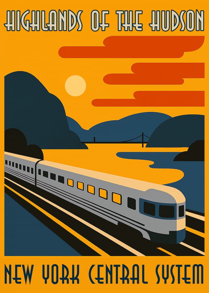 Art Deco Hudson Train by Osvaldo Russo — canvas wall art