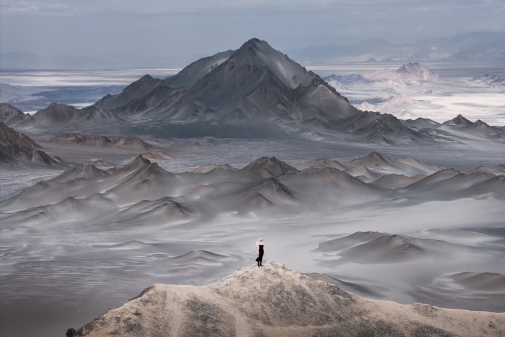 Lone Figure Mountain Vista by Simoon — canvas wall art