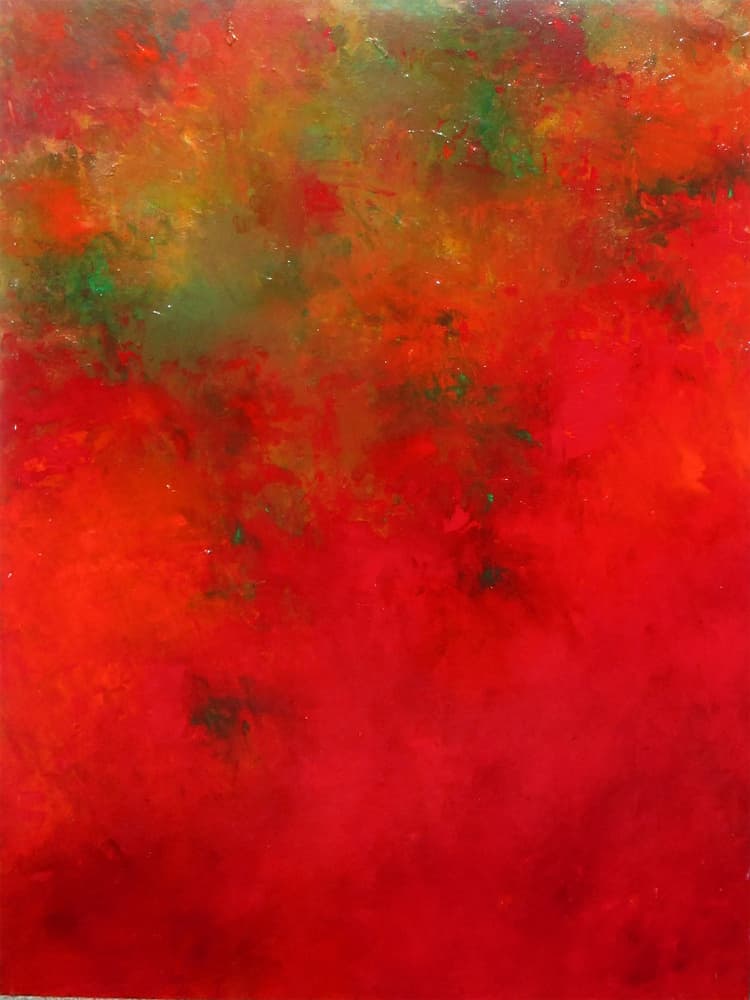 Fiery Abstract Greens by Ron Halfant — canvas wall art