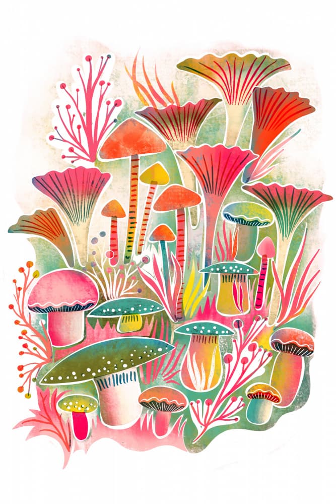 Whimsical Mushroom Forest by uta krogmann — canvas wall art
