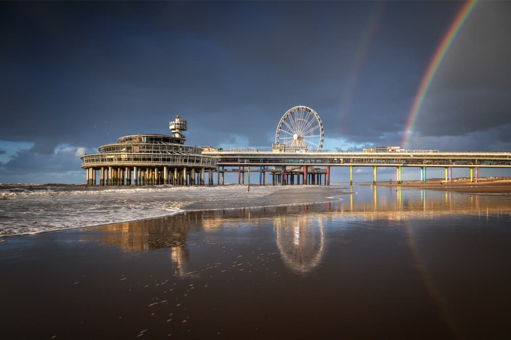 Golden Pier Rainbow Beach by fotomarion — canvas wall art