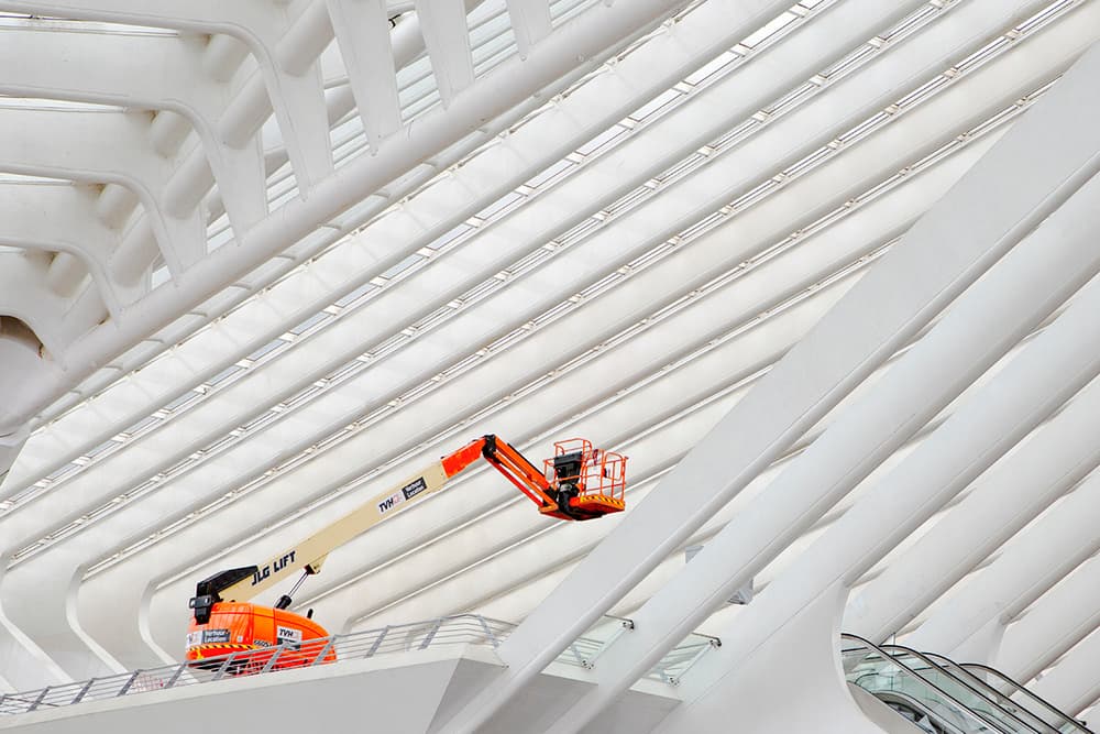 Orange Lift White Architecture by Massimo Della Latta — canvas wall art
