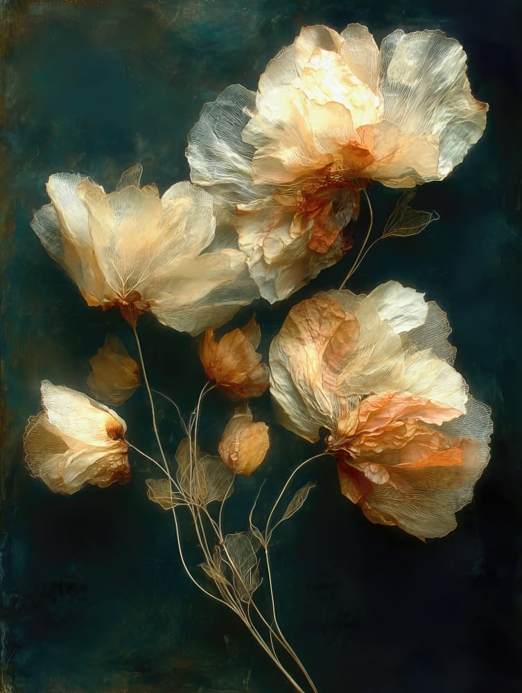 Ethereal Golden Blooms by CATS AND DOTZ — canvas wall art