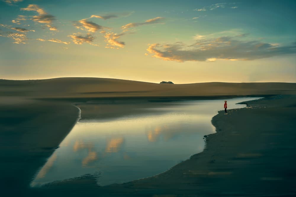 Desert Sunset Reflection by MingLun Tsai (蔡明倫) — canvas wall art