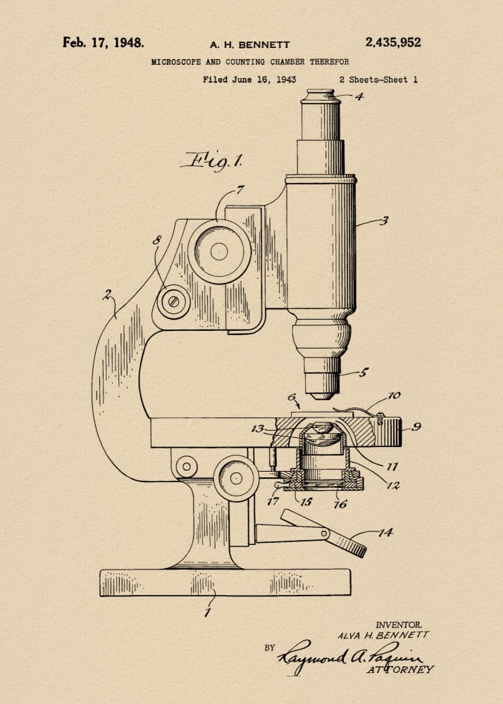 Microscope Patent Drawing by Andreas Magnusson — canvas wall art