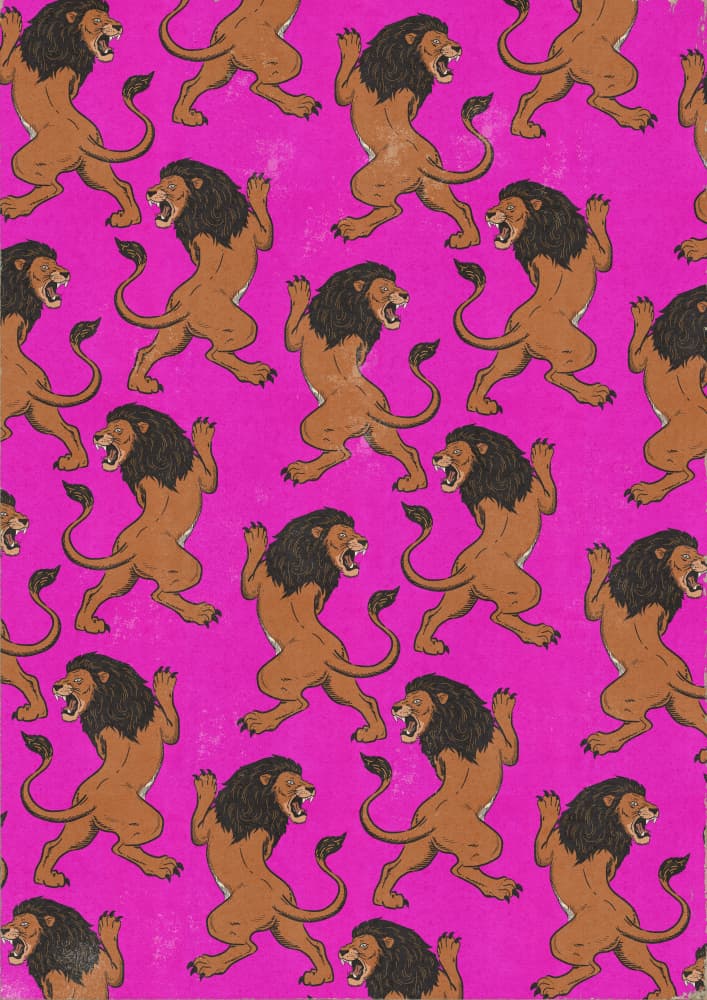Roaring Pink Lions by Nicholas — canvas wall art