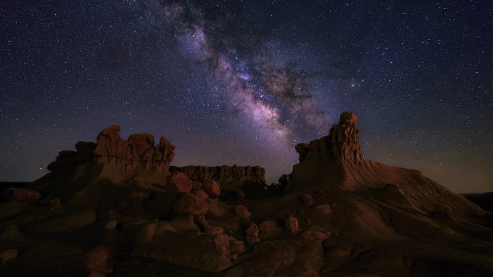 Milky Way Over Desert Rocks by Hanping Xiao — canvas wall art