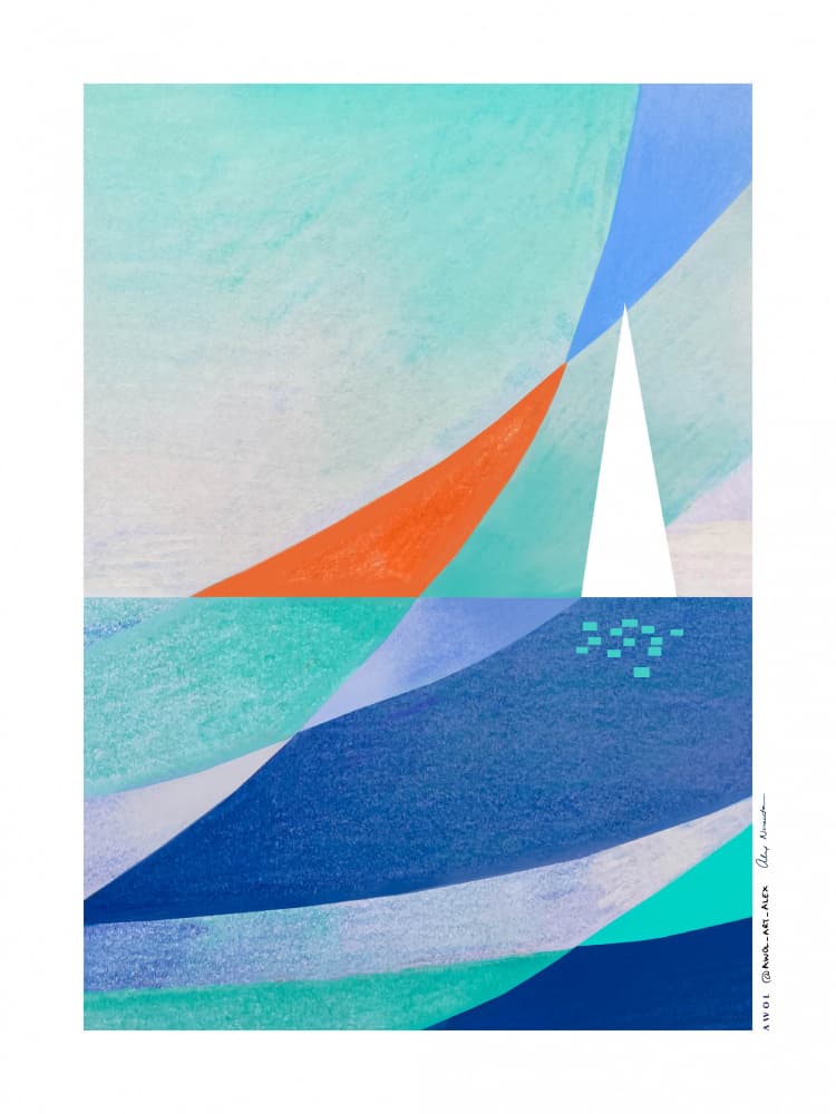 Geometric Ocean Sailboat by Awol Art Alex — canvas wall art