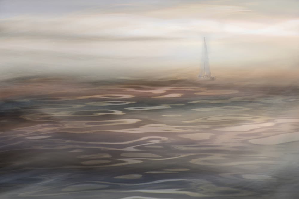Misty Sailboat Serenity by Christina Sillen — canvas wall art