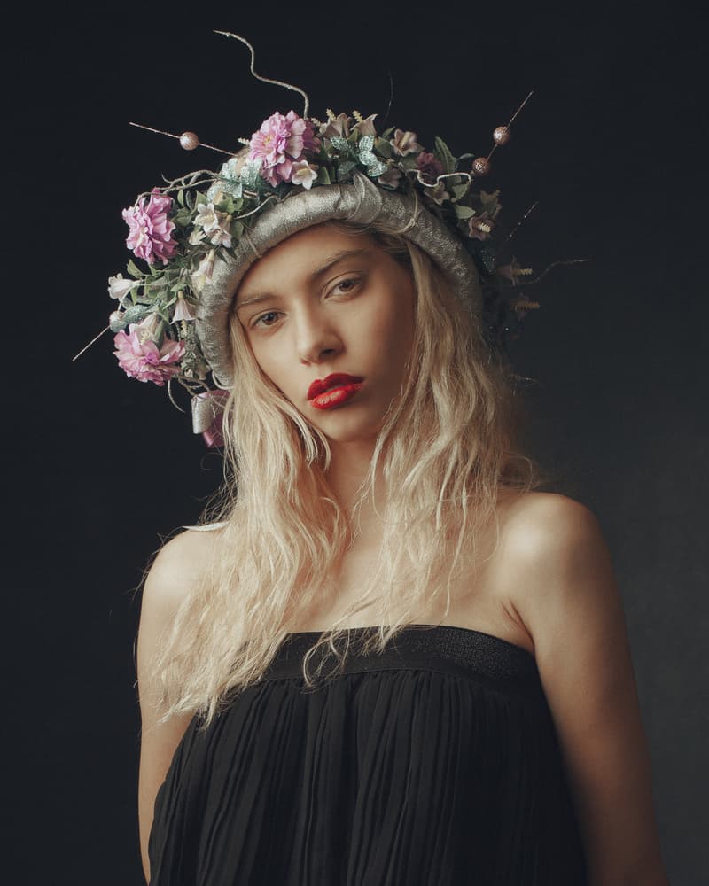 Ethereal Floral Crown Portrait by Mehdi Mokhtari — canvas wall art