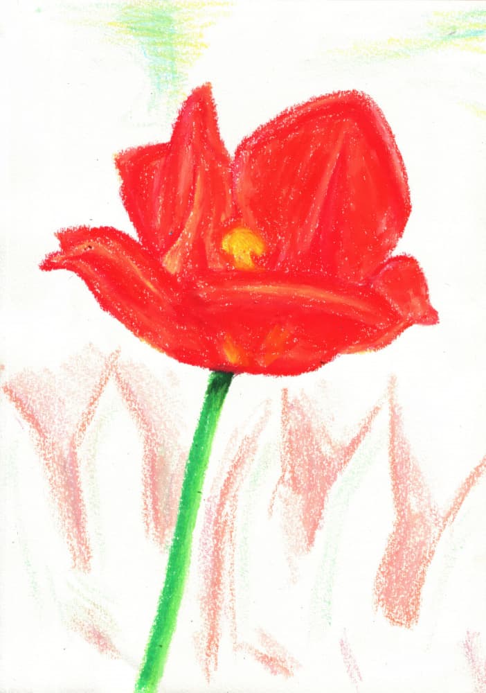 Red Crayon Flower by Kulik — canvas wall art