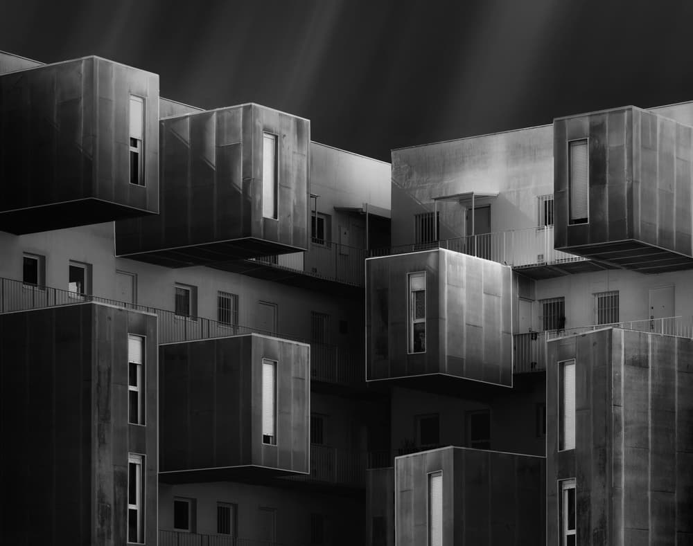 Dark Geometric Architecture by Alfonso Novillo — canvas wall art