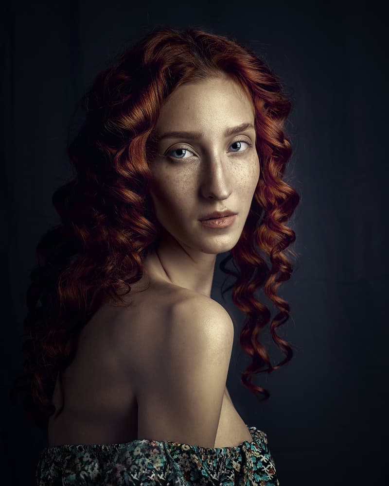 Captivating Redhead Portrait by Lech Radecki — canvas wall art