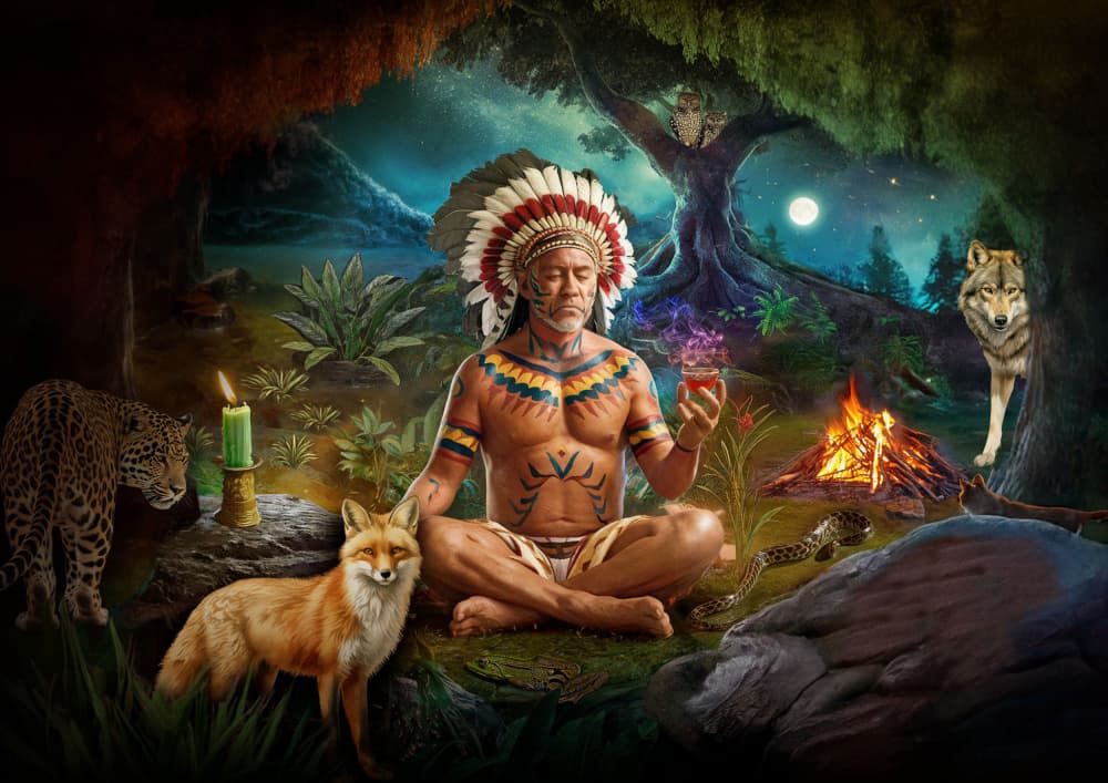 Forest Shaman Spirit Animals by Regina Porto — canvas wall art