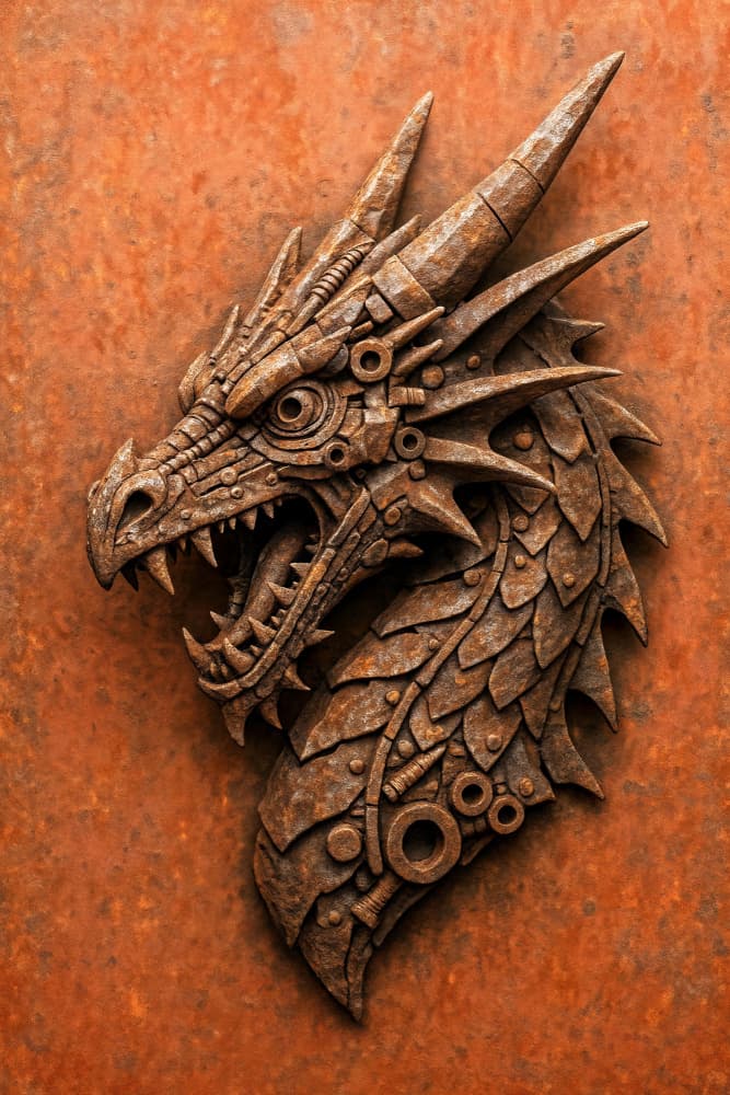 Rusted Steampunk Dragon by Natalie Bruns — canvas wall art