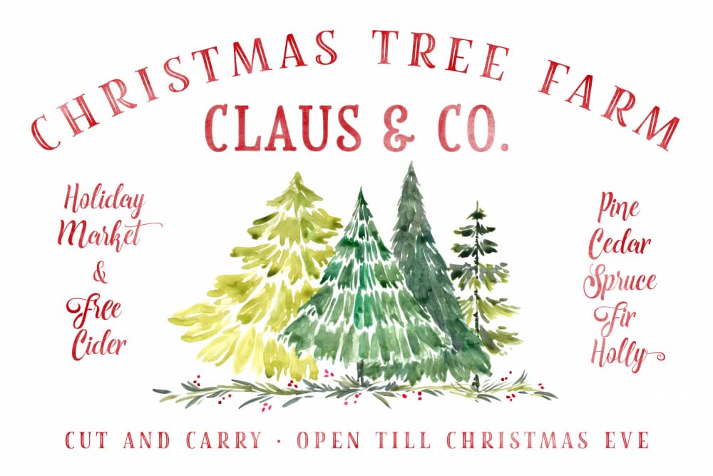 Christmas Tree Farm Sign by Rosana Laiz Blursbyai — canvas wall art