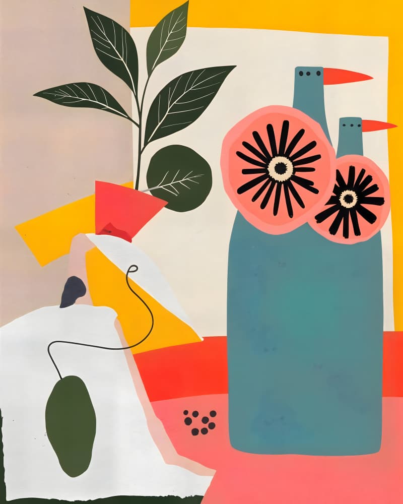 Vibrant Botanical Still Life by Uma Gokhale — canvas wall art