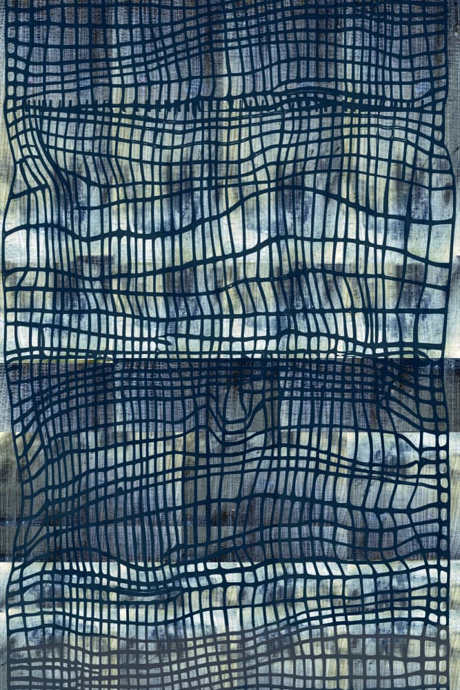 Wavy Indigo Grid by cartissi — canvas wall art