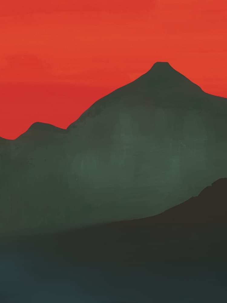 Red Sky Mountain Landscape by Little Dean — canvas wall art