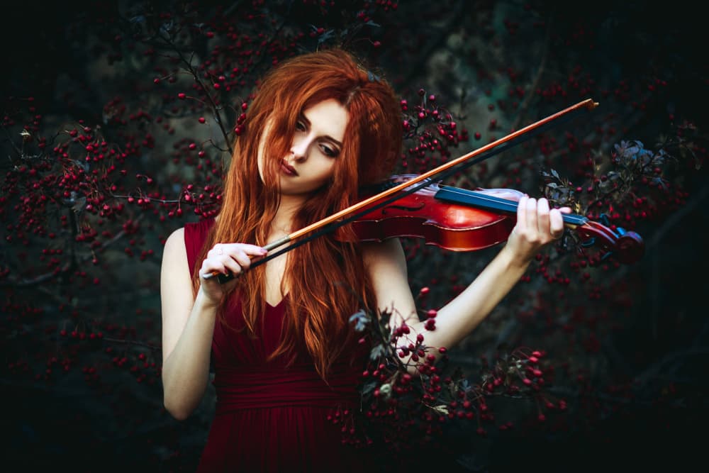 Crimson Violinist by Ruslan Bolgov — canvas wall art