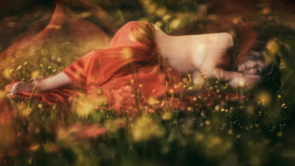 Ethereal Rest Among Flowers by Charlaine Gerber — canvas wall art